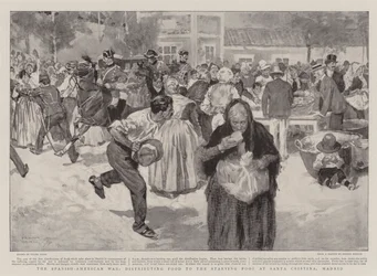 The Spanish-American War, distributing Food to the Starving Poor at Santa Cristina, Madrid